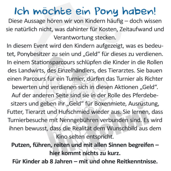 Beschreibung Ponybesitzer für einen Tag